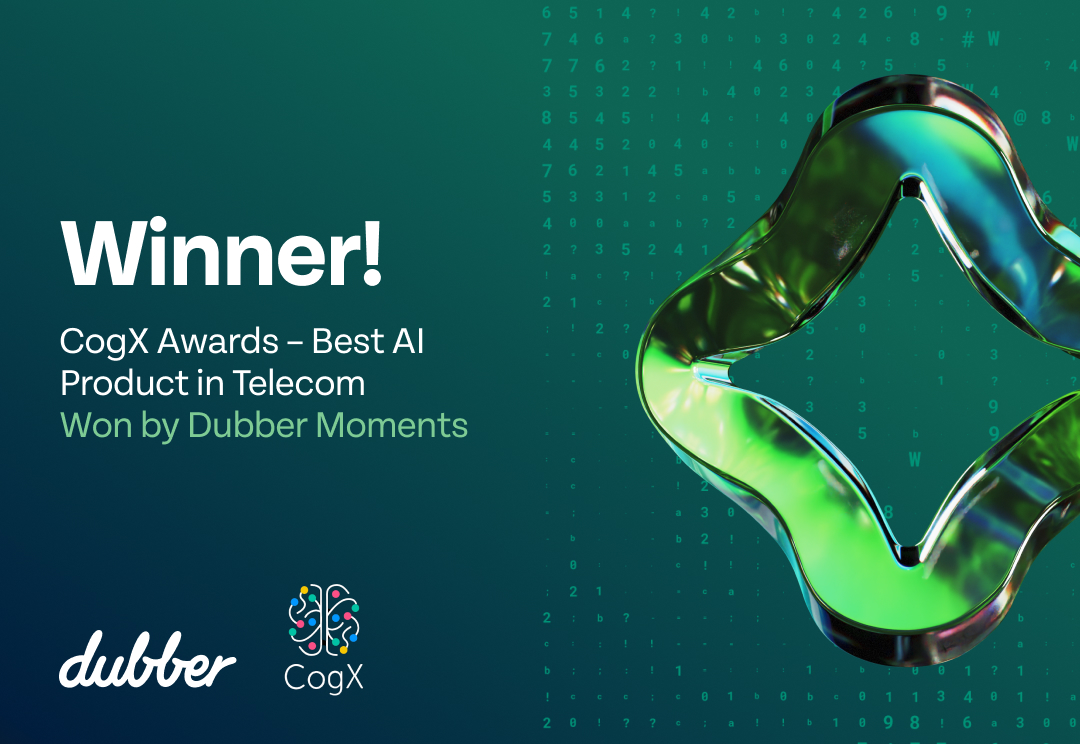 Dubber Moments Wins CogX Award for Best AI Product in Telecom